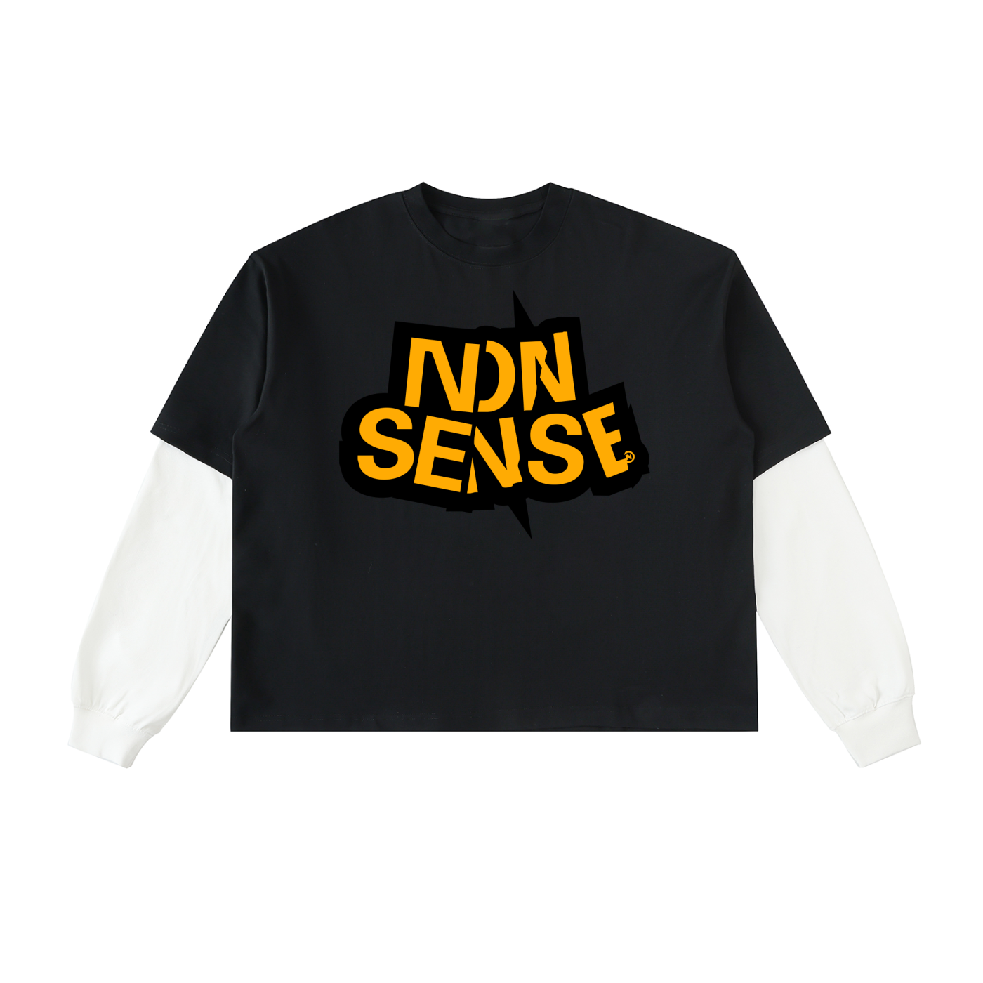 Layered Contrast Sleeve Cotton T-Shirt